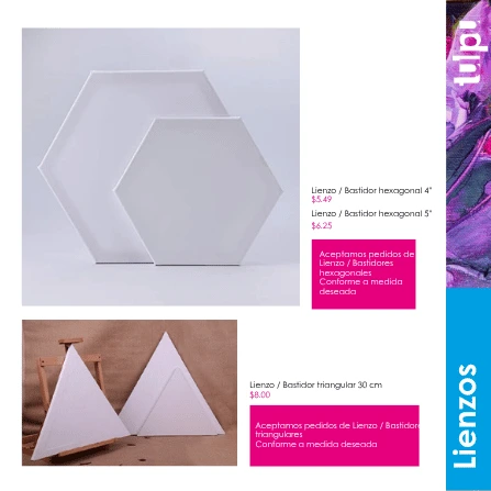 Página 30 del catálogo; incluye Lienzo / Bastidor triangular 30 cm