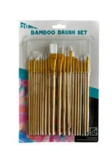 Set de pinceles variados mango de bamboo 20 unidades