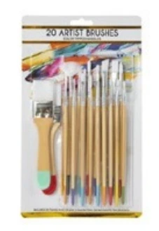 Set de pinceles variados con punta de colores 20 unidades