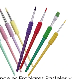 Set de Pinceles Escolares Pasteles y coloridos No. 2-6-10-12 Cardinal