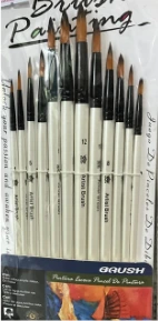 Pinceles Brush Painting Punta redonda 12 pcs